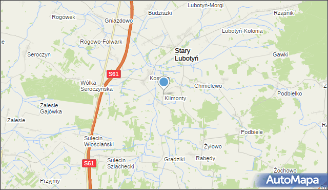 mapa Klimonty, Klimonty gmina Stary Lubotyń na mapie Targeo